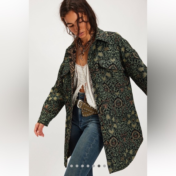 Free People Jackets & Blazers - Free People We The Free Tapestry Fog Jacquard Shirt Jacket